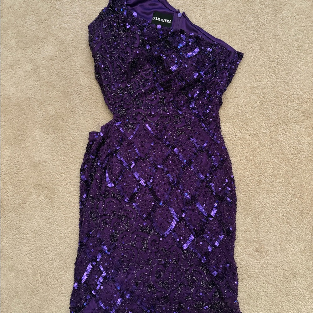 Primavera One Shoulder Purple Dress